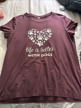 Maroon Dog Lover Graphic Tee - Life Is Better With Dogs